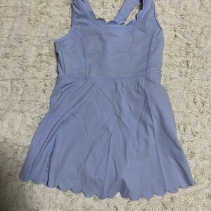 Scalloped Blue Athletic Dress with Shorts